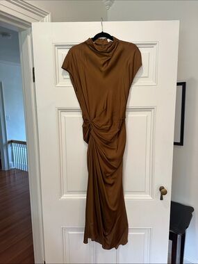 ansel ruched bodycon dress A.L.C. Ansel Ruched Midi Dress Lilac Long Sleeve Bodycon Stretch Size L